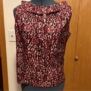 Banana Republic pink and brown Leopard Print Blouse